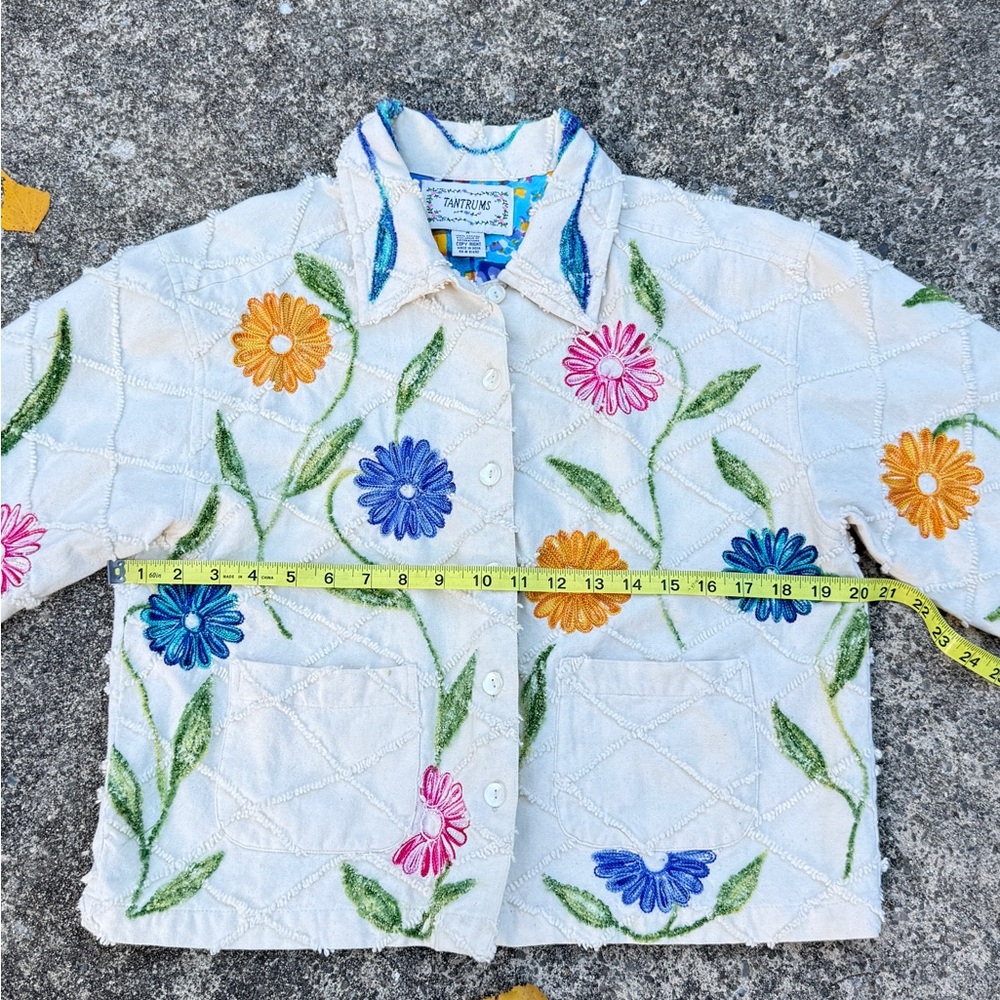 Tantrums White Floral Embroidered Bomber Jacket - Picture 10 of 12